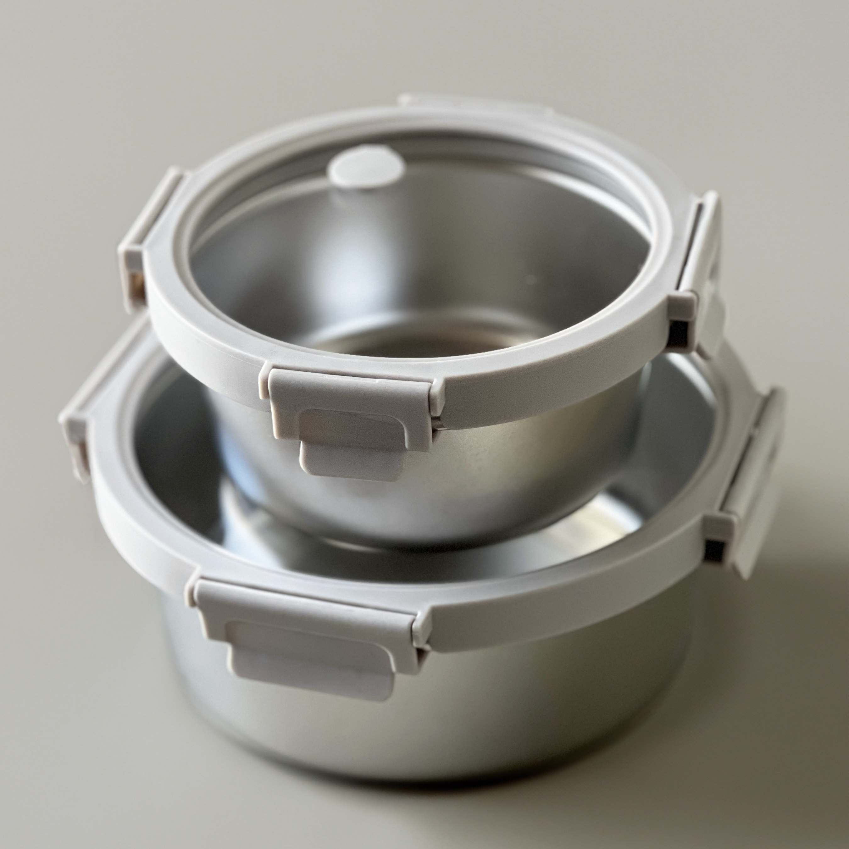 Ani Stainless Steel Round container with Glass with vent Lids
