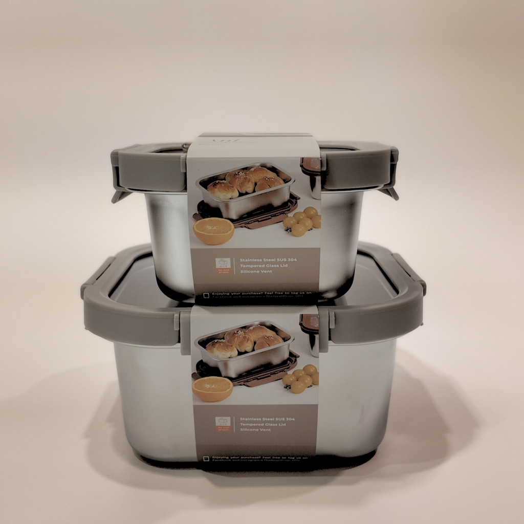 Ani Stainless Steel Square container with Glass with vent Lids