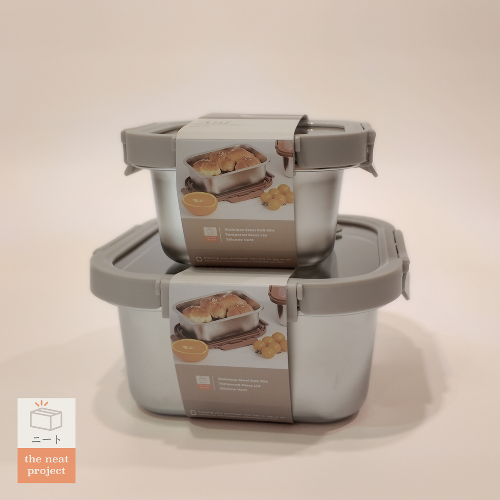 Ani Stainless Steel Square container with Glass with vent Lids