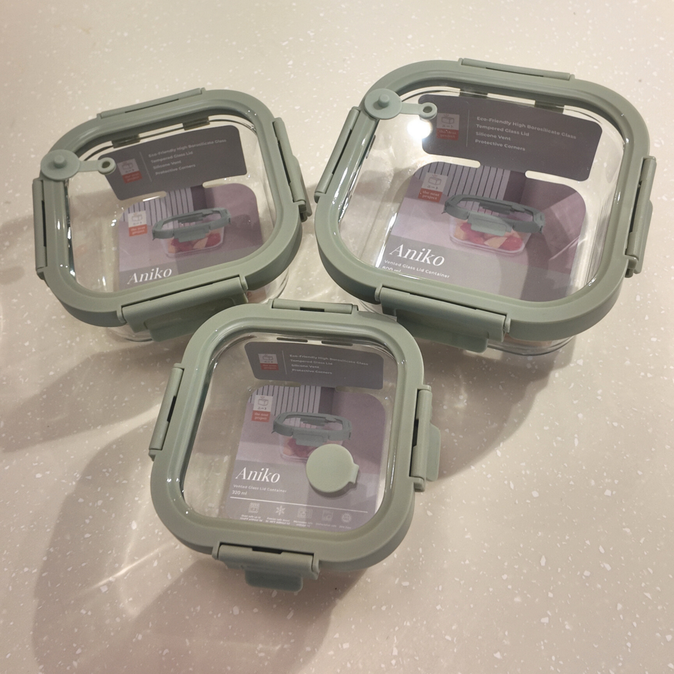 Aniko Square Vented Glass Lid Container