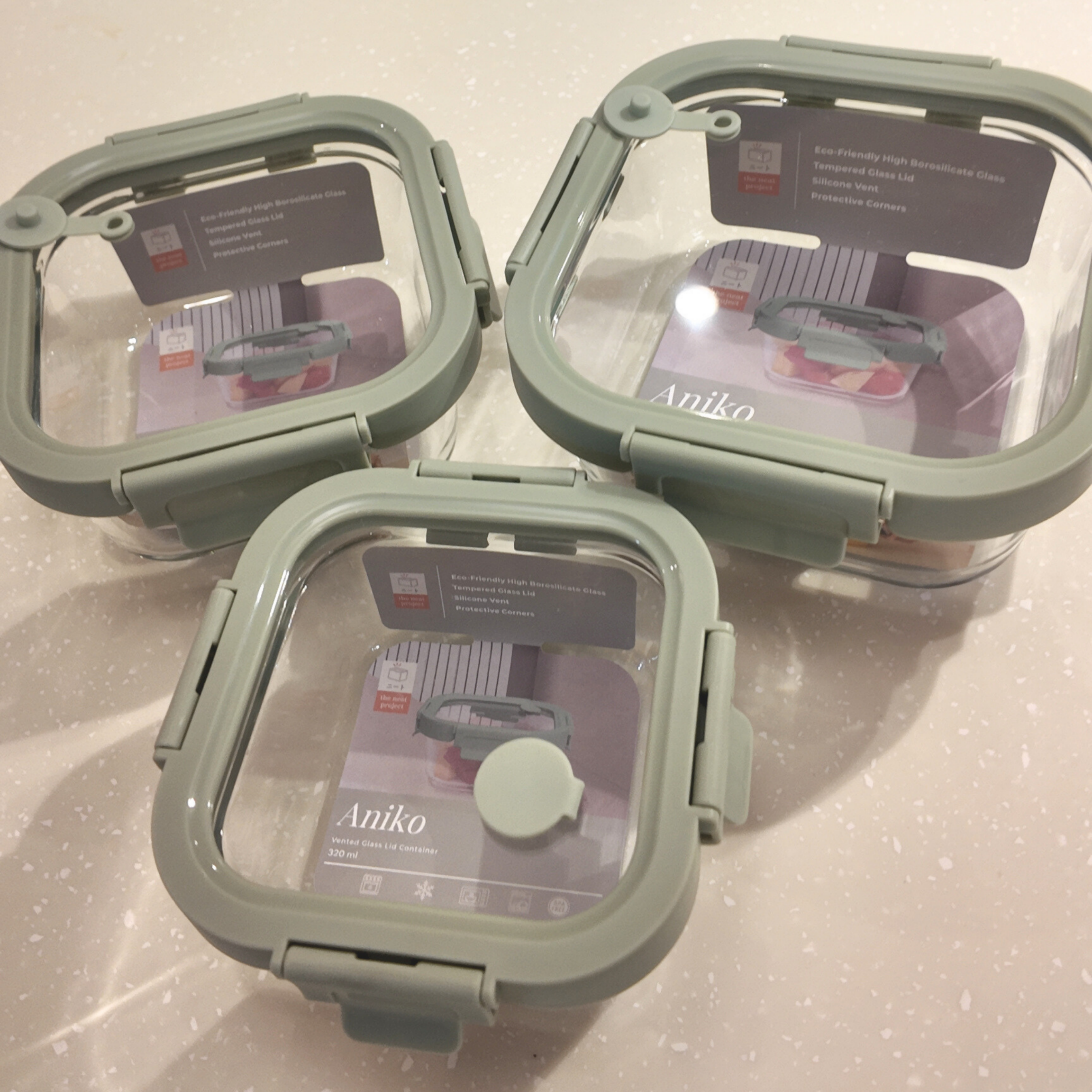 Aniko Square Vented Glass Lid Container
