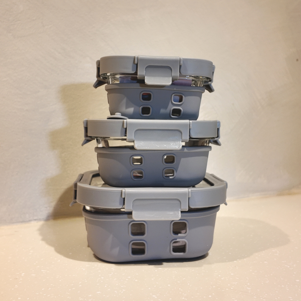 Aniko Square Vented Glass Lid Sleeved Container
