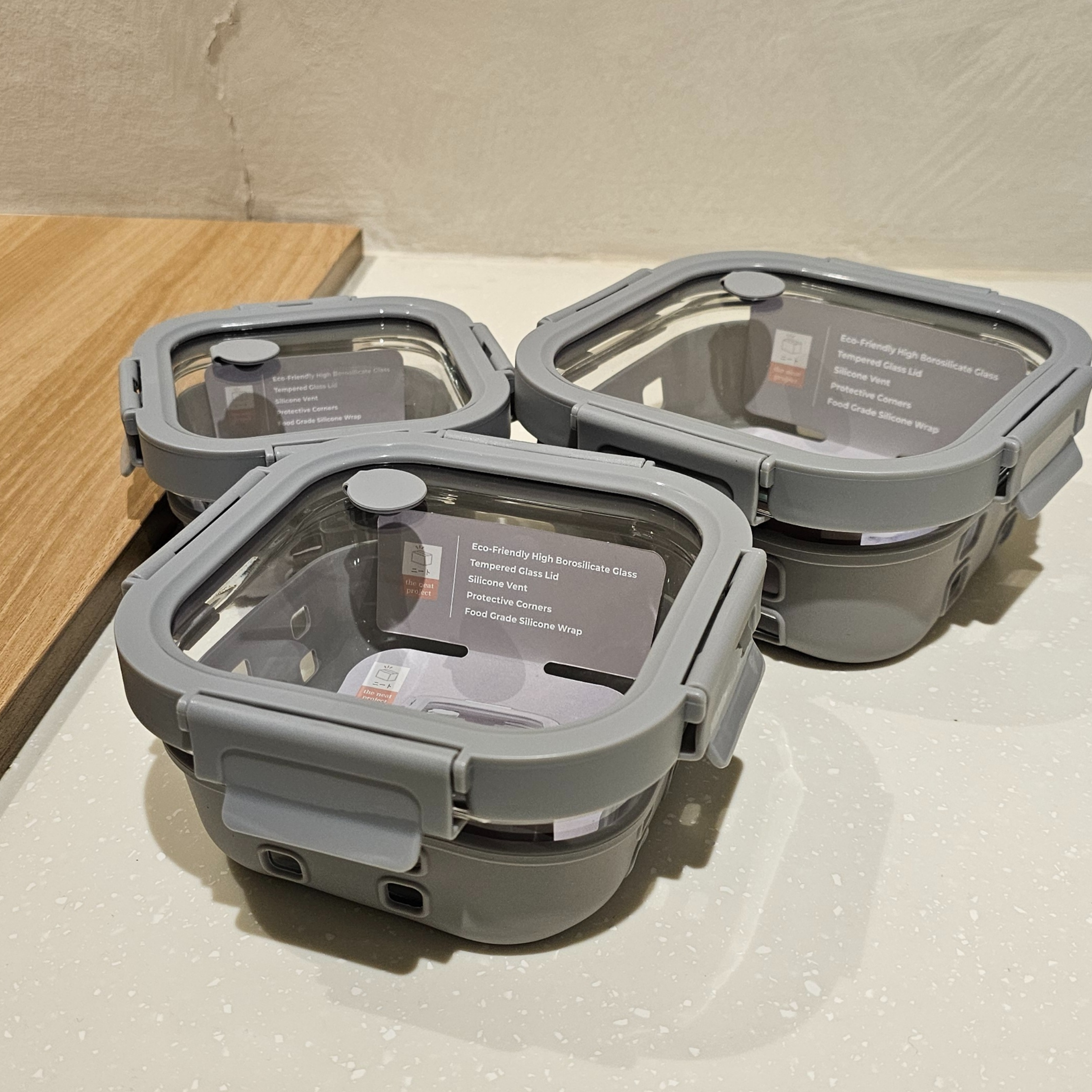 Aniko Square Vented Glass Lid Sleeved Container