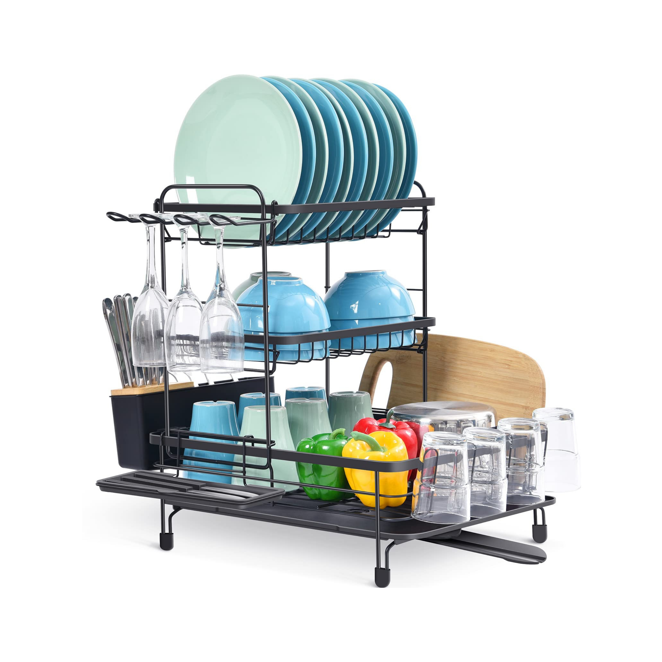 Rogu 2-Tier Dish Rack with wood minimalist design