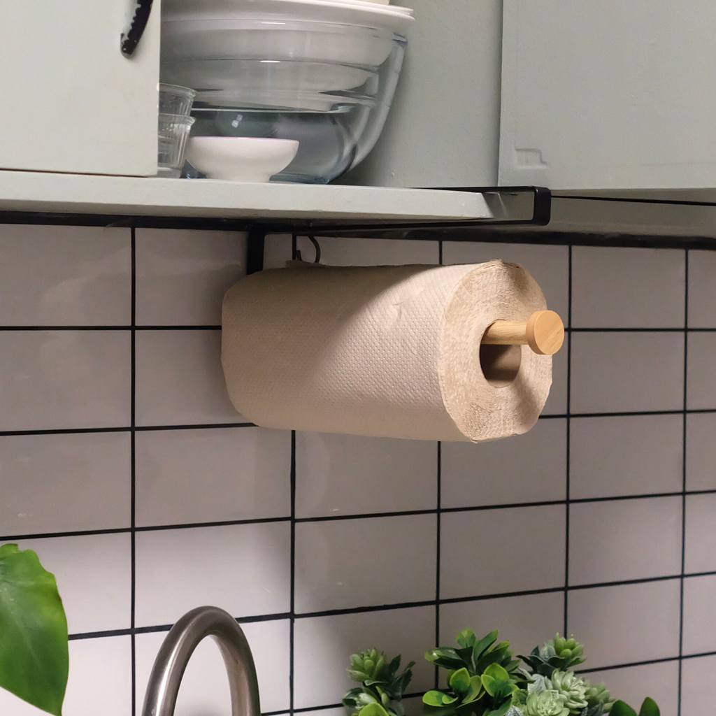 Rogu Towel Tissue Holder with wood minimalist design