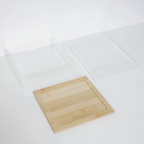 Sachi 2-Tier Large Clear Storage Box Organizer with Wood Cover Minimalist Design