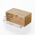 Sachi 3-Layer Mini Wood and Clear Drawer Organizer