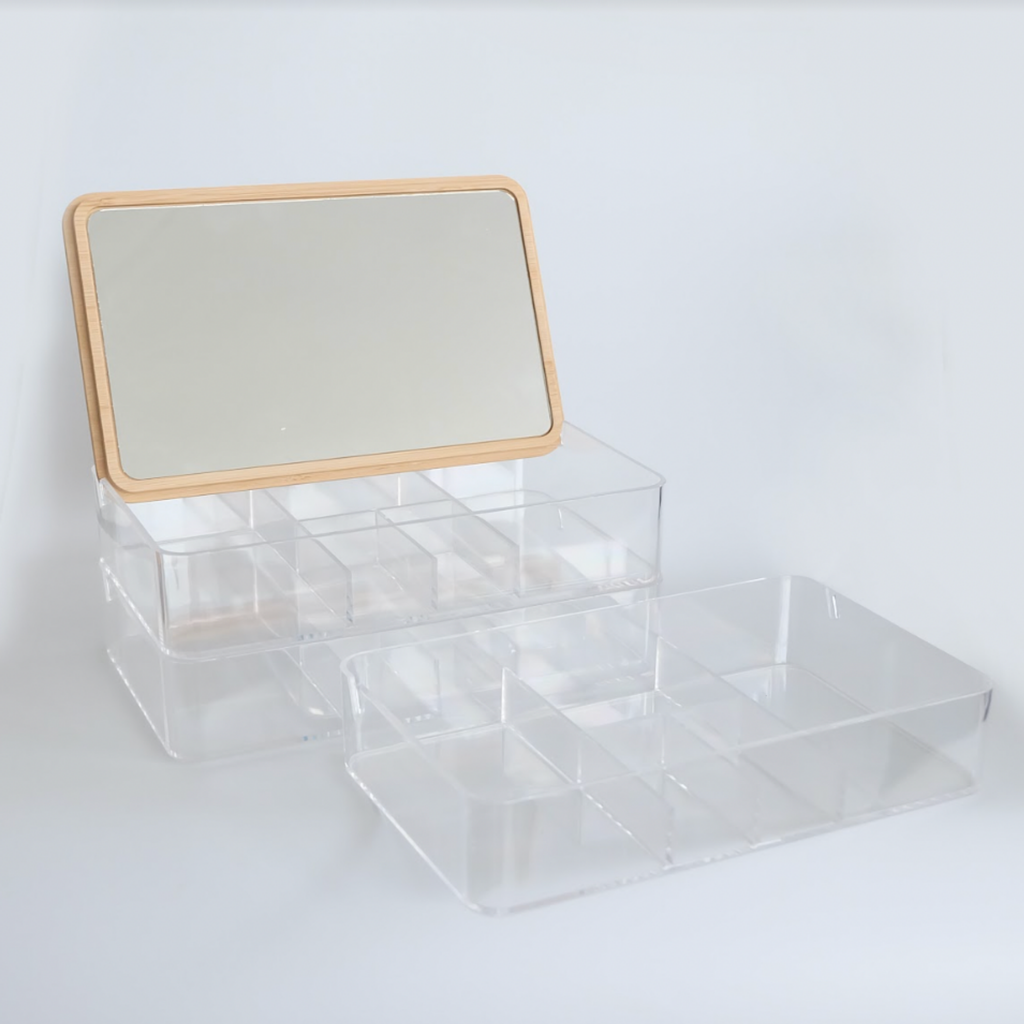 Sachi Stylish Jewelry Organizer with Mirror and Wood Cover