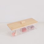 Sachi 3 Slots Clear Box Organizer with Wood Cover