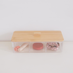 Sachi 3 Slots Clear Box Organizer with Wood Cover