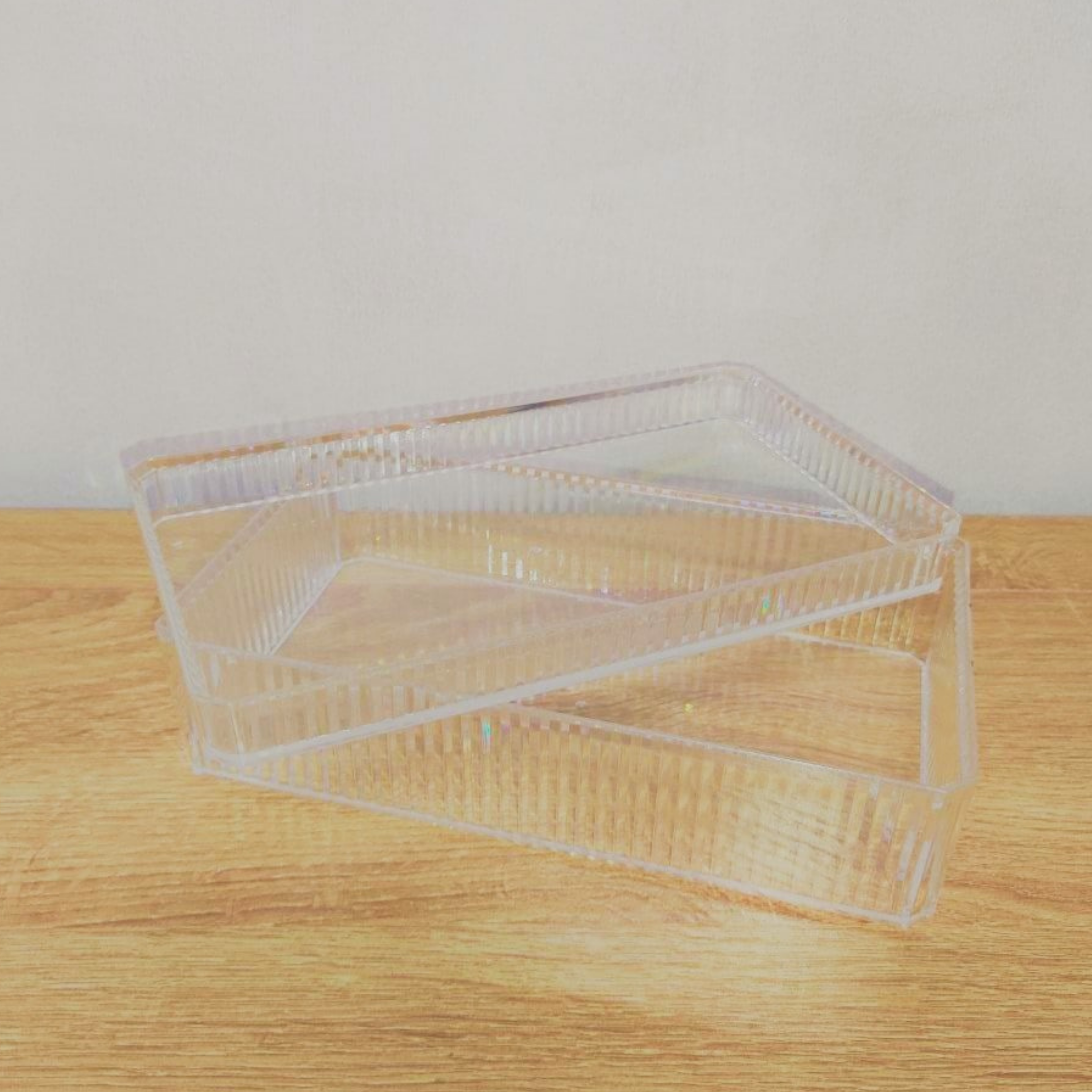 Sachi Clear Storage Boxes with Wood Cover Minimalist Design