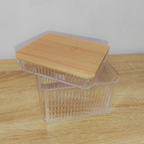 Sachi Clear Storage Boxes with Wood Cover Minimalist Design