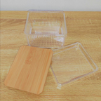Sachi Clear Storage Boxes with Wood Cover Minimalist Design