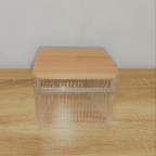 Sachi Clear Storage Boxes with Wood Cover Minimalist Design