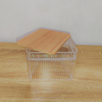 Sachi Clear Storage Boxes with Wood Cover Minimalist Design