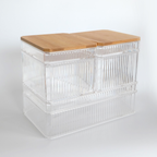 Sachi Clear Storage Boxes with Wood Cover Minimalist Design
