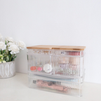 Sachi Clear Storage Boxes with Wood Cover Minimalist Design