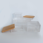 Sachi Clear Storage Boxes with Wood Cover Minimalist Design