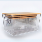 Sachi Clear Storage Boxes with Wood Cover, Minimalist Design
