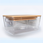 Sachi Clear Storage Boxes with Wood Cover, Minimalist Design