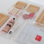 Sachi Clear Storage Organizers with Wood Cover Minimalist Design (Set of 4)