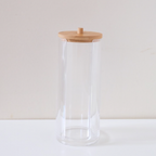 Sachi Cotton Pads Clear Storage Jar with Wood Cover
