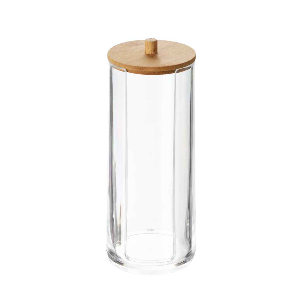Sachi Cotton Pads Clear Storage Jar with Wood Cover