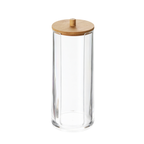 Sachi Cotton Pads Clear Storage Jar with Wood Cover