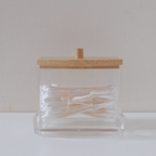 Sachi QTip Clear Storage Box with Wood Cover