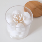 Sachi QTip/Cotton Pads Clear Storage Jar with Wood Cover