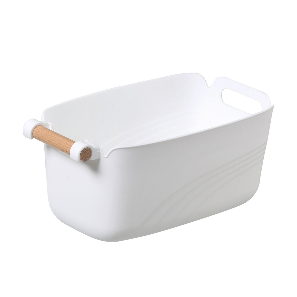Sachi Stylish Storage Bin with Wood Handle