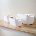Sachi Stylish Storage Bin with Wood Handle