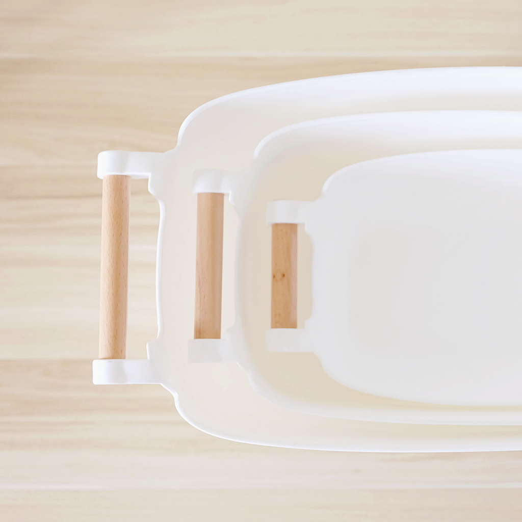 Sachi Stylish Storage Bin with Wood Handle