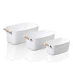 Sachi Stylish Storage Bin with Wood Handle