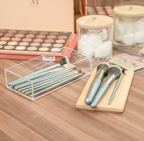 Sachi Clear Storage Organizers with Wood Cover Minimalist Design