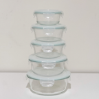 Akamiya Round High Borosilicate Glass Microwaveable Food Container Set
