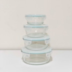 Akamiya Round High Borosilicate Glass Microwaveable Food Container Set