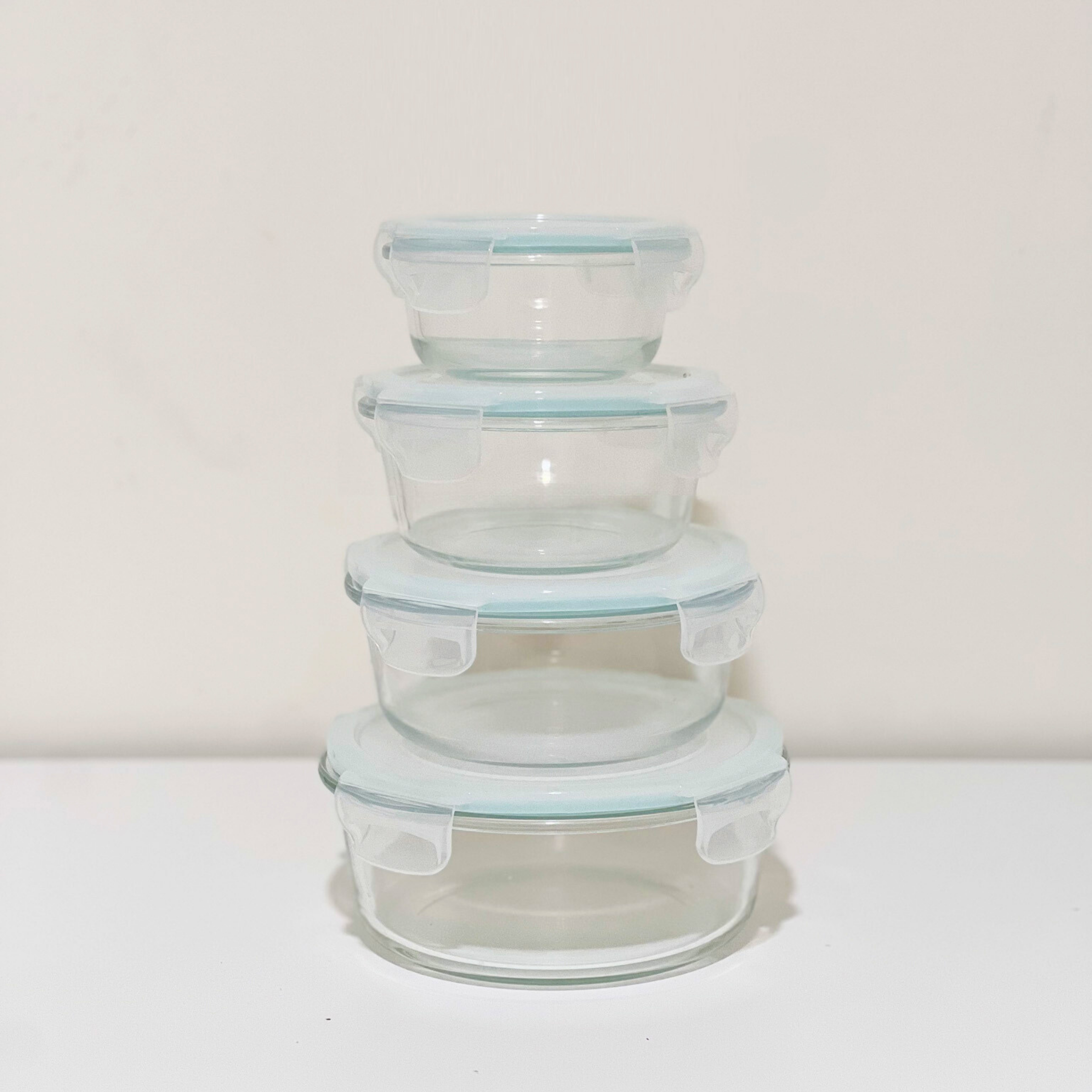Akamiya Round High Borosilicate Glass Microwaveable Food Container Set