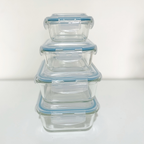 Akamiya Square High Borosilicate Glass Microwaveable Food Container