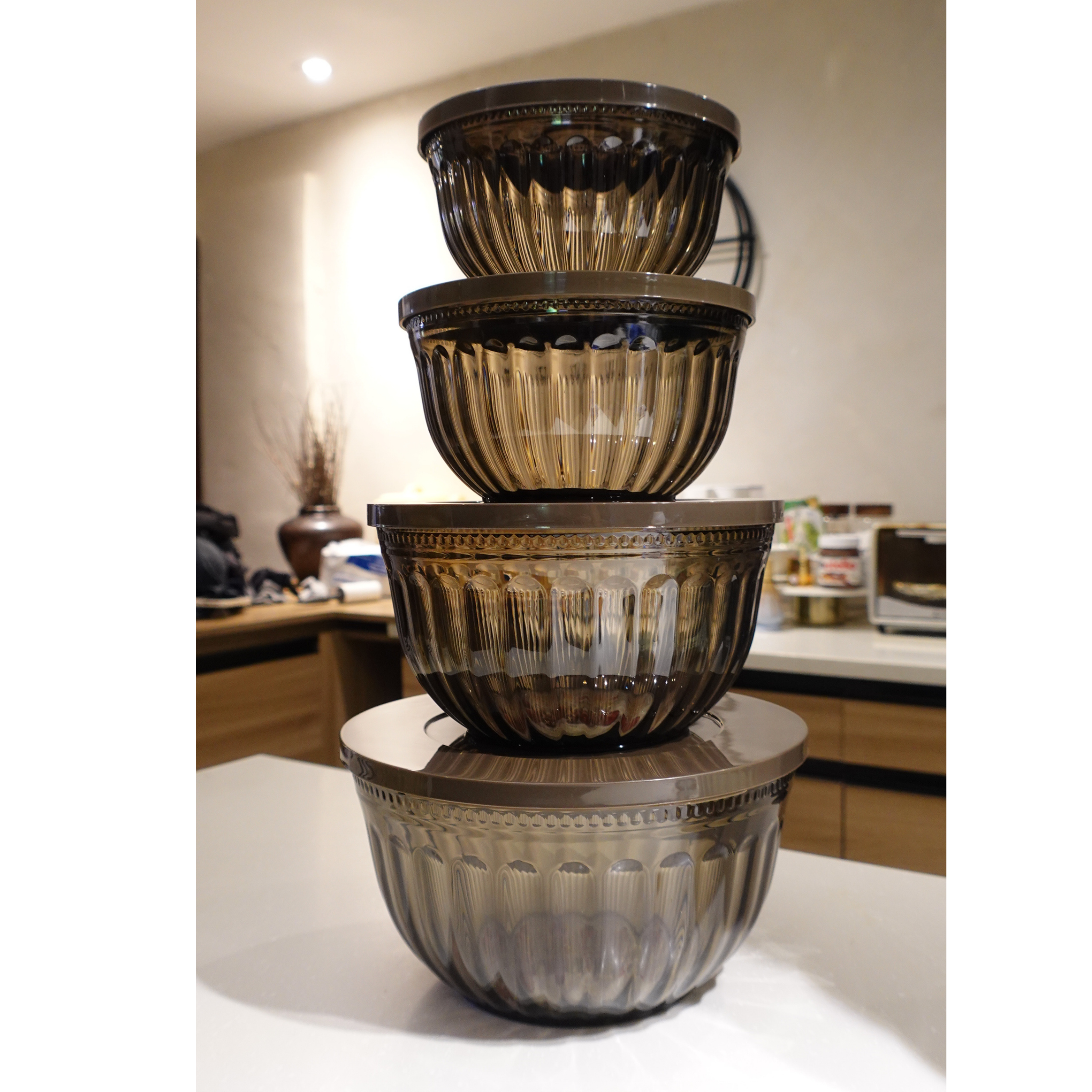 Shiro Patterned Salad Bowl Set Round